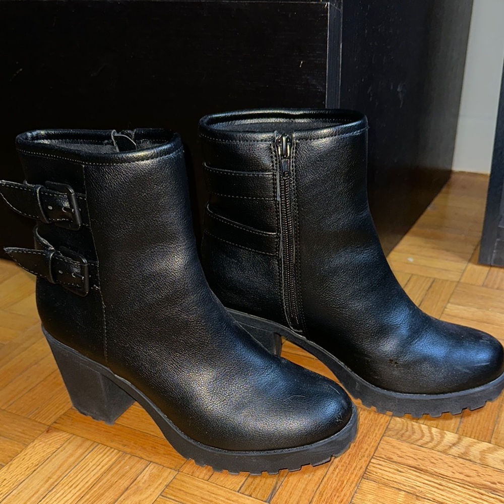MIA Black Ankle Boots with Buckle Detail